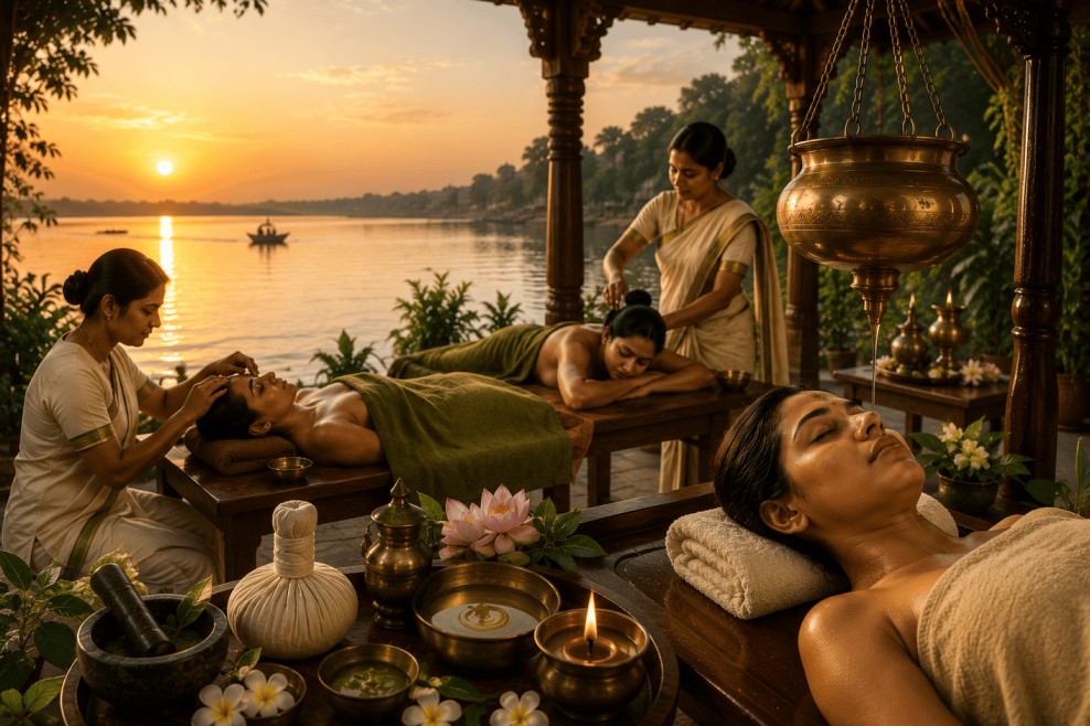Ganga ghats, Varanasi — about 75 km from the hospital
